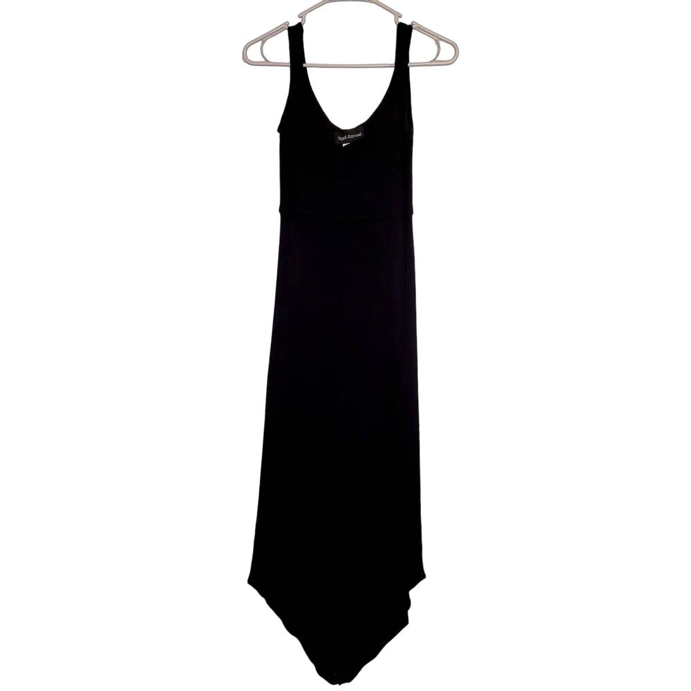 Vintage Yigal Azrouel black asymmetric hem slinky maxi dress Size 2 Grunge Y2K